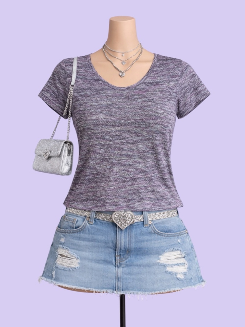 Christopher & Banks Purple Textured Crinkle Top Medium Y2K Stretchy Boho Chic